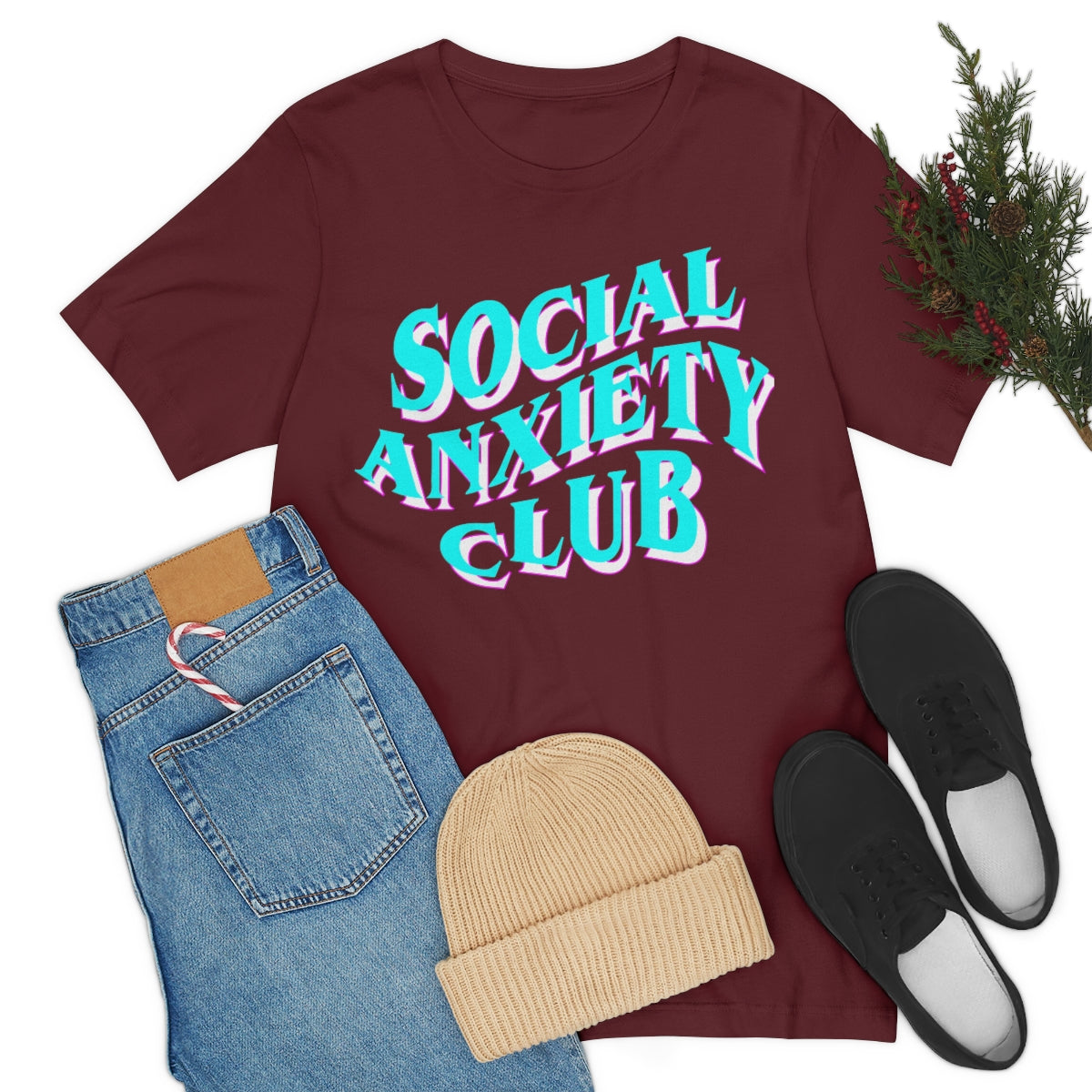 Social Anxiety Club Aqua Pink 3D Print  Unisex Jersey Short Sleeve Tee