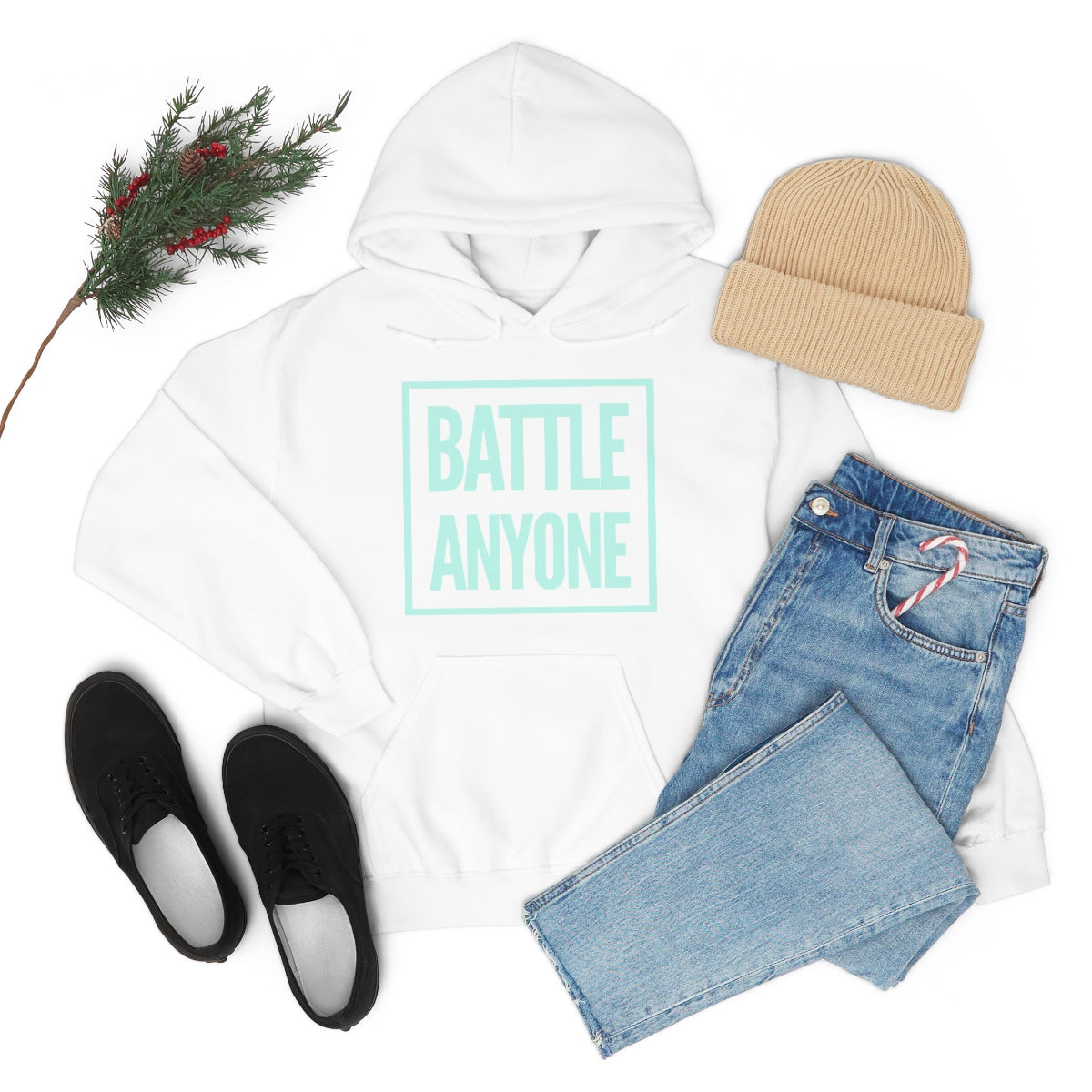 Battle Anyone Word Box Mint Print Unisex Heavy Blend™ Hooded Sweatshirt