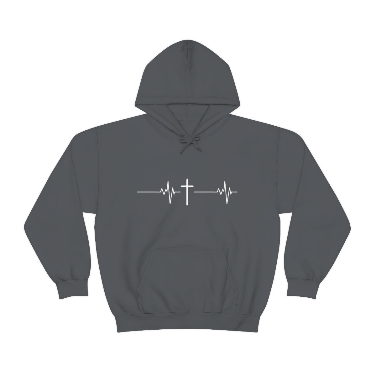 Gospel Affiliated Heartbeat White Print Unisex Heavy Blend™ Hooded Sweatshirt