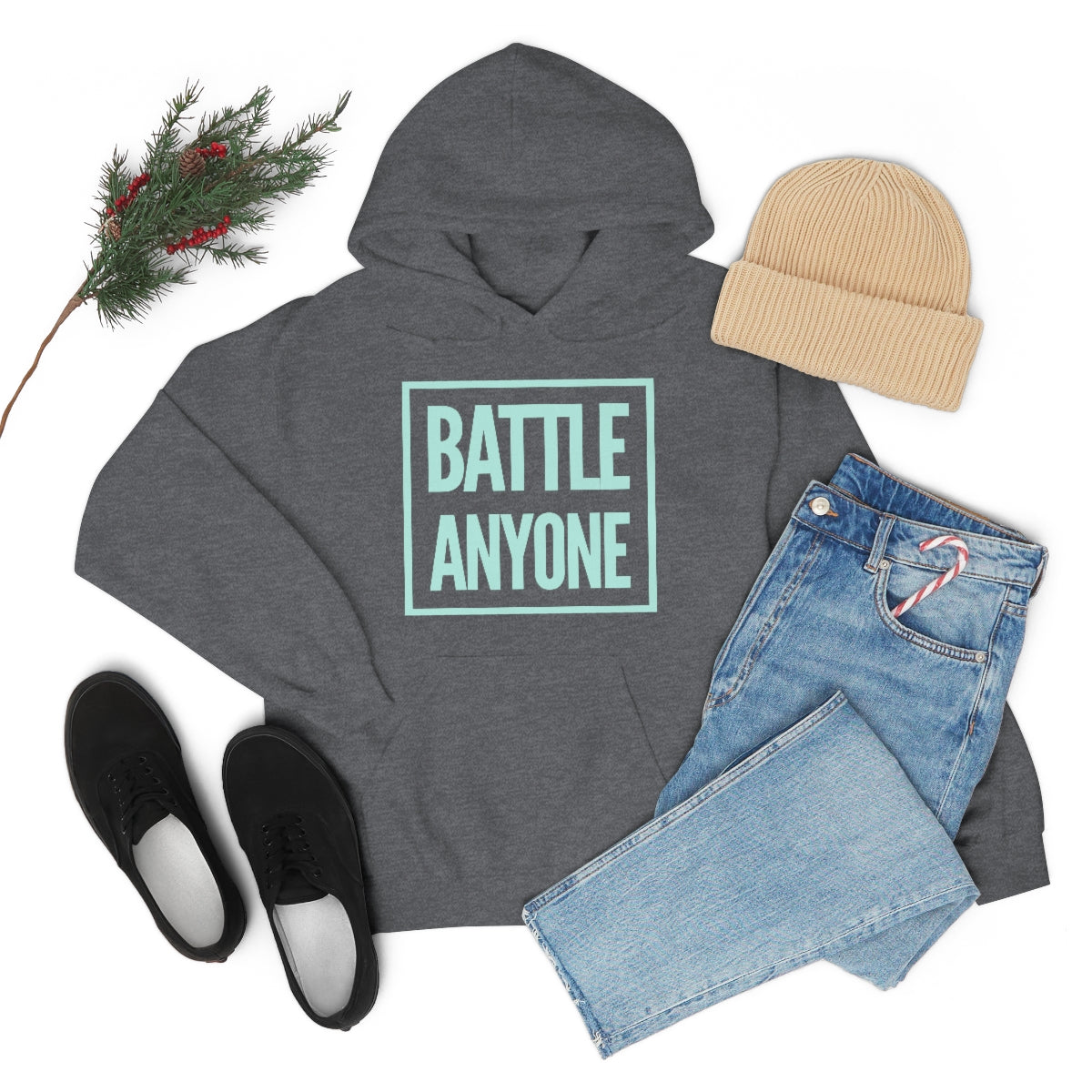 Battle Anyone Word Box Mint Print Unisex Heavy Blend™ Hooded Sweatshirt