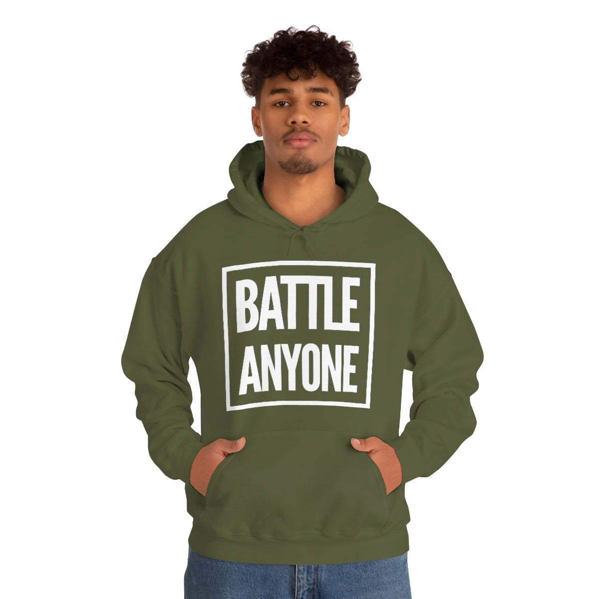 Battle Anyone White Box Print Unisex Heavy Blend™ Hooded Sweatshirt