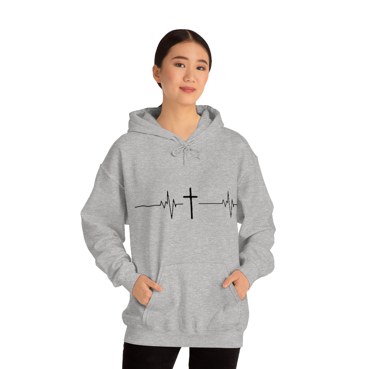 Gospel Affiliated Heartbeat Black Print Unisex Heavy Blend™ Hooded Sweatshirt
