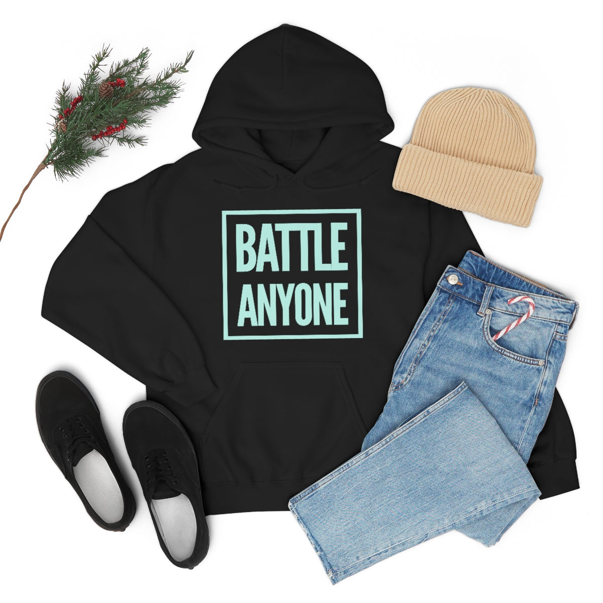 Battle Anyone Word Box Mint Print Unisex Heavy Blend™ Hooded Sweatshirt