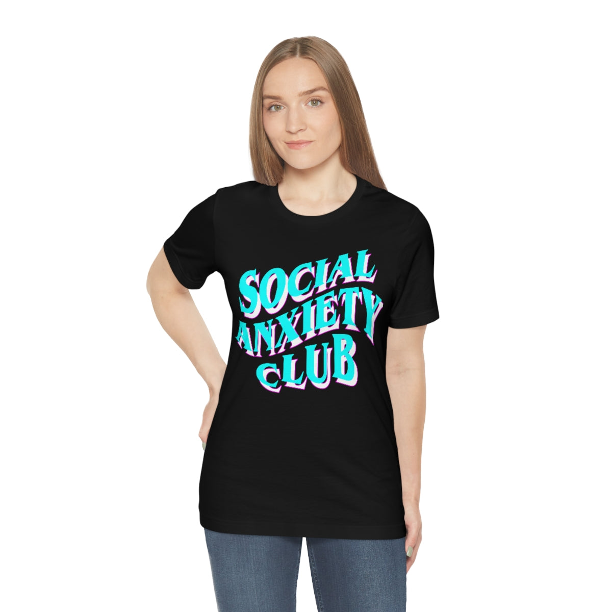 Social Anxiety Club Aqua Pink 3D Print  Unisex Jersey Short Sleeve Tee