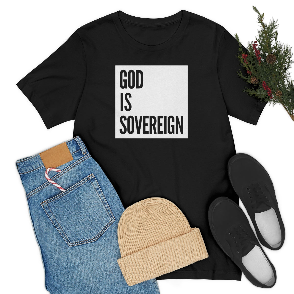 Gospel Affiliated God Is Sovereign White Box Unisex Jersey Short Sleeve Tee