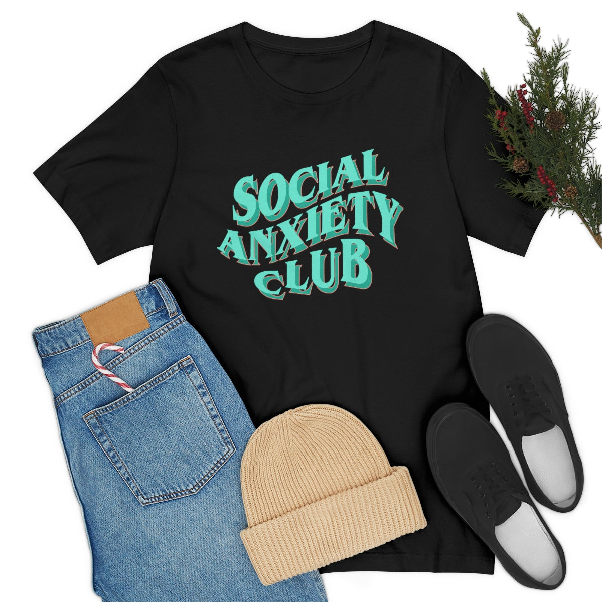 Social Anxiety Club Teal 3D Print Unisex Jersey Short Sleeve Tee