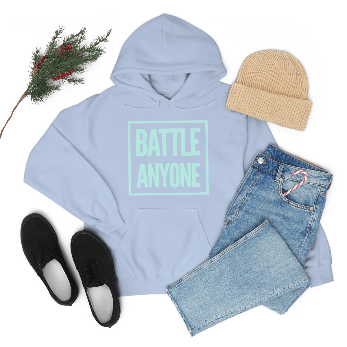 Battle Anyone Word Box Mint Print Unisex Heavy Blend™ Hooded Sweatshirt