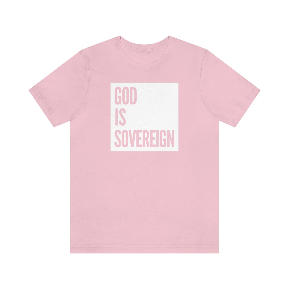 Gospel Affiliated God Is Sovereign White Box Unisex Jersey Short Sleeve Tee