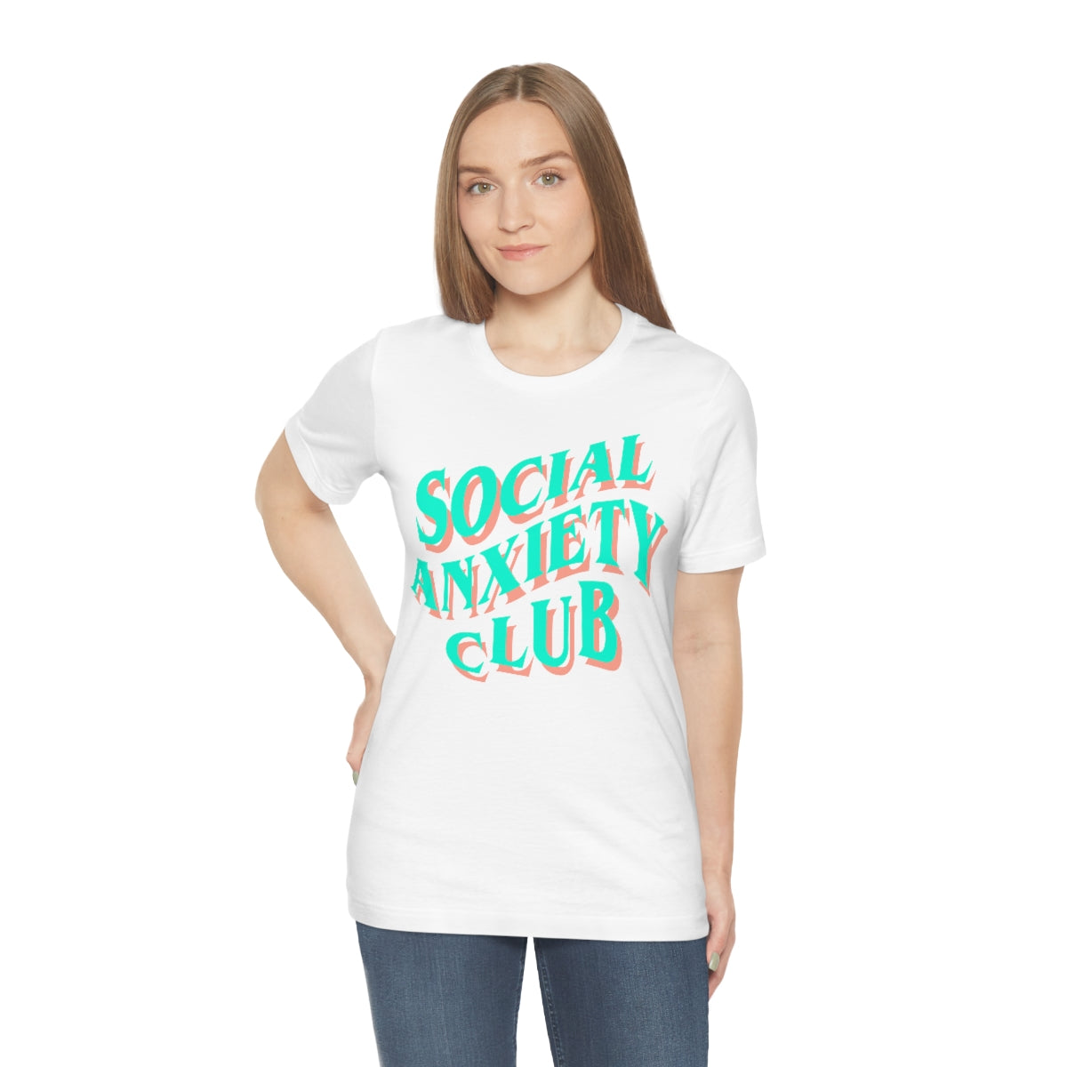 Social Anxiety Club Teal Peach 3D Print Unisex Jersey Short Sleeve Tee