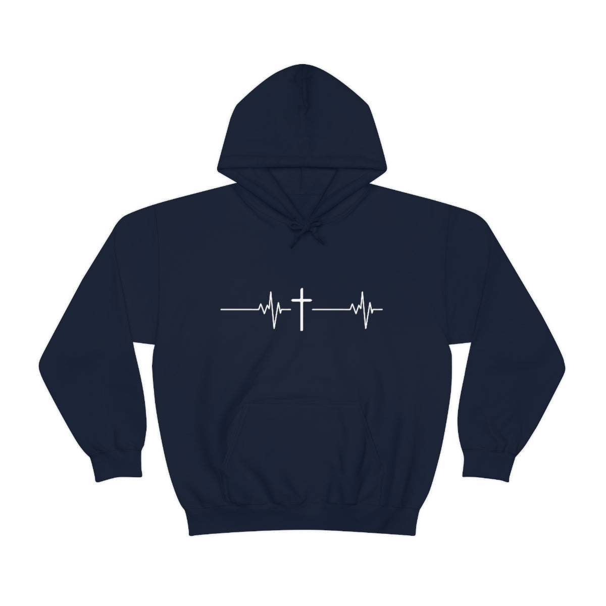 Gospel Affiliated Heartbeat White Print Unisex Heavy Blend™ Hooded Sweatshirt