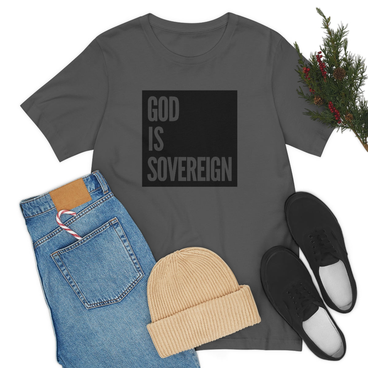 Gospel Affiliated God Is Sovereign Black Box Unisex Jersey Short Sleeve Tee