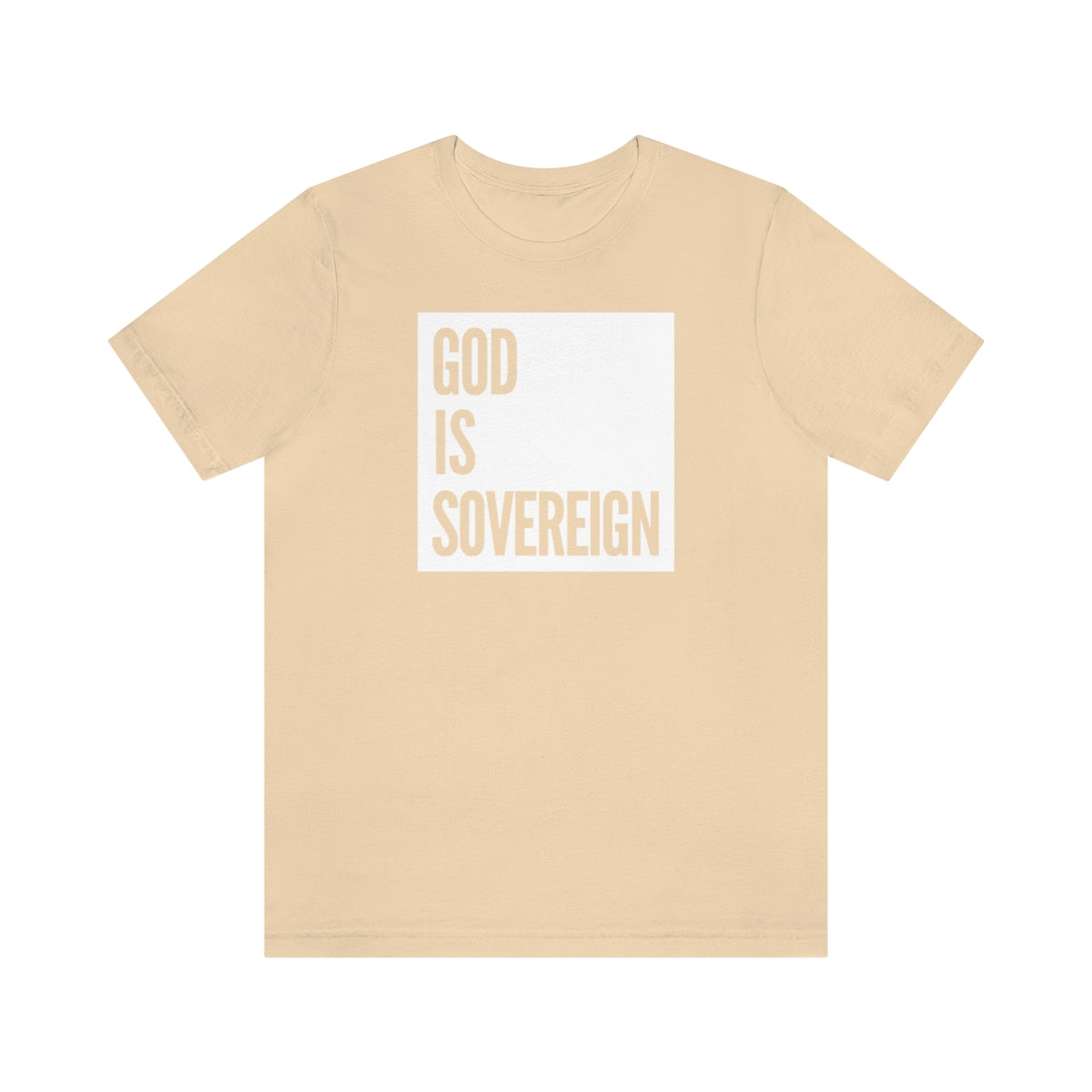 Gospel Affiliated God Is Sovereign White Box Unisex Jersey Short Sleeve Tee