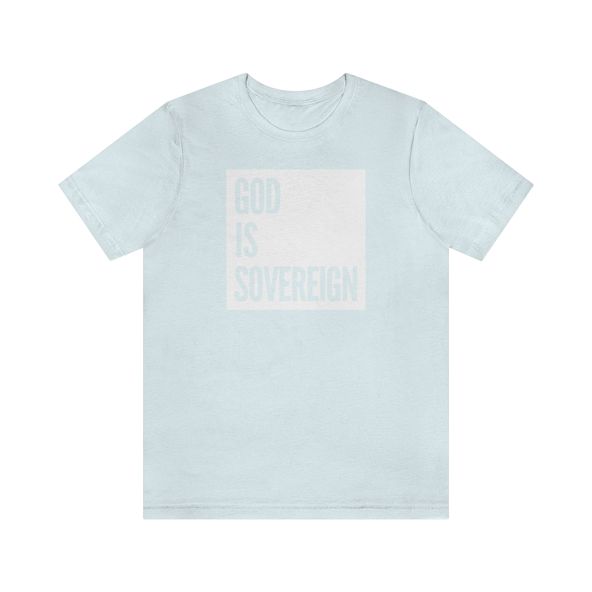 Gospel Affiliated God Is Sovereign White Box Unisex Jersey Short Sleeve Tee