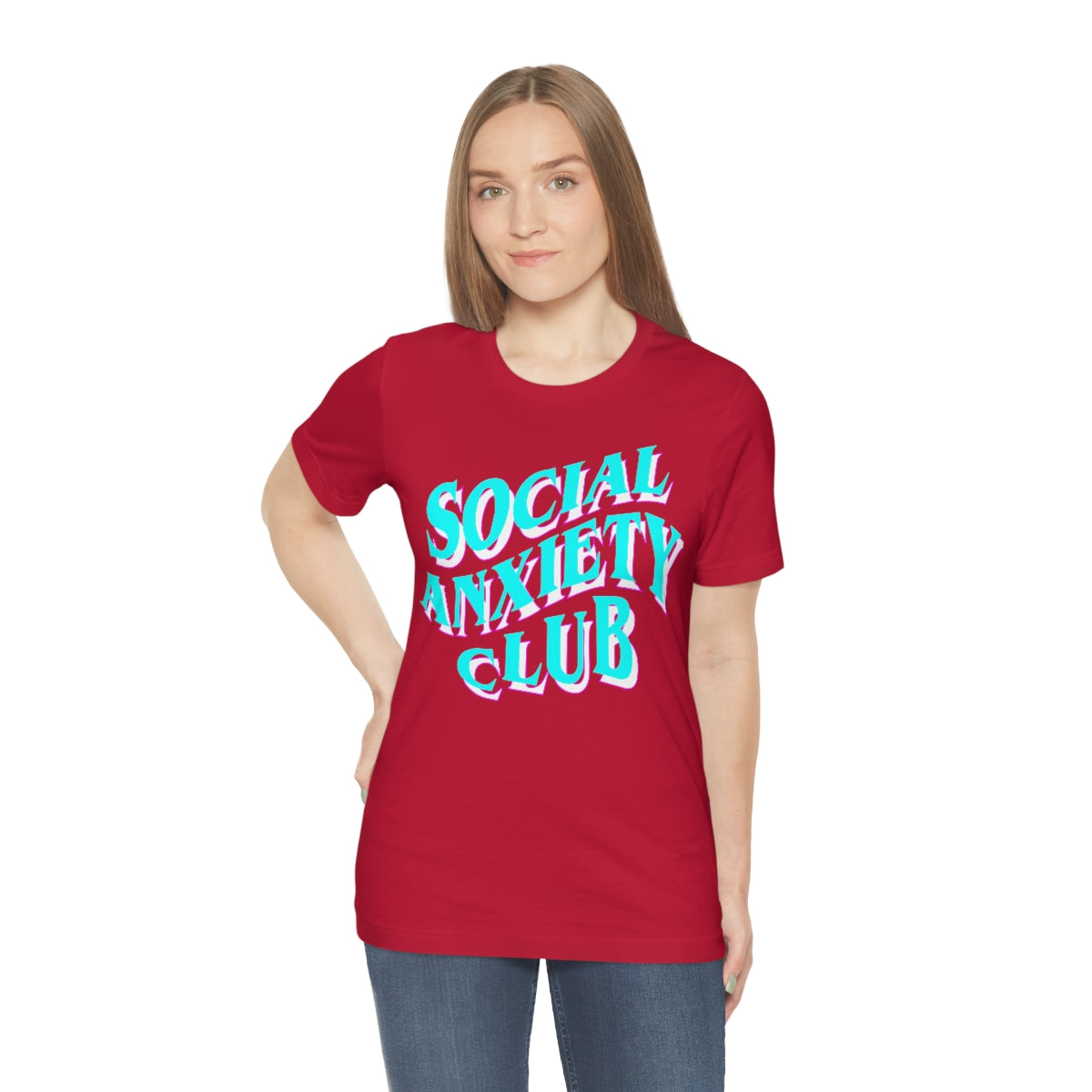 Social Anxiety Club Aqua Pink 3D Print  Unisex Jersey Short Sleeve Tee