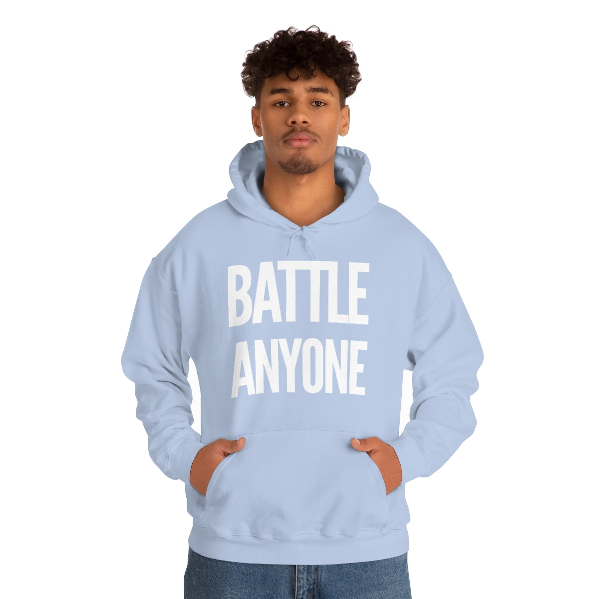 Battle Anyone Word White Print Unisex Heavy Blend™ Hooded Sweatshirt