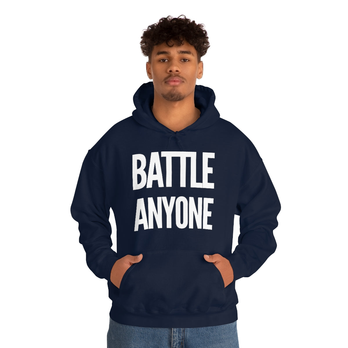 Battle Anyone Word White Print Unisex Heavy Blend™ Hooded Sweatshirt