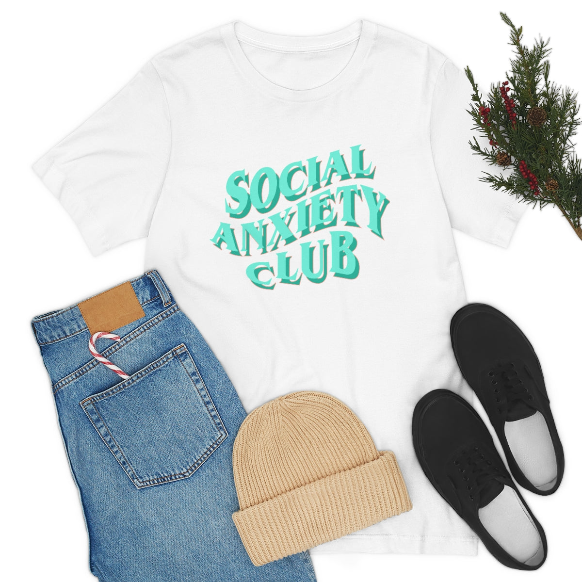 Social Anxiety Club Teal 3D Print Unisex Jersey Short Sleeve Tee