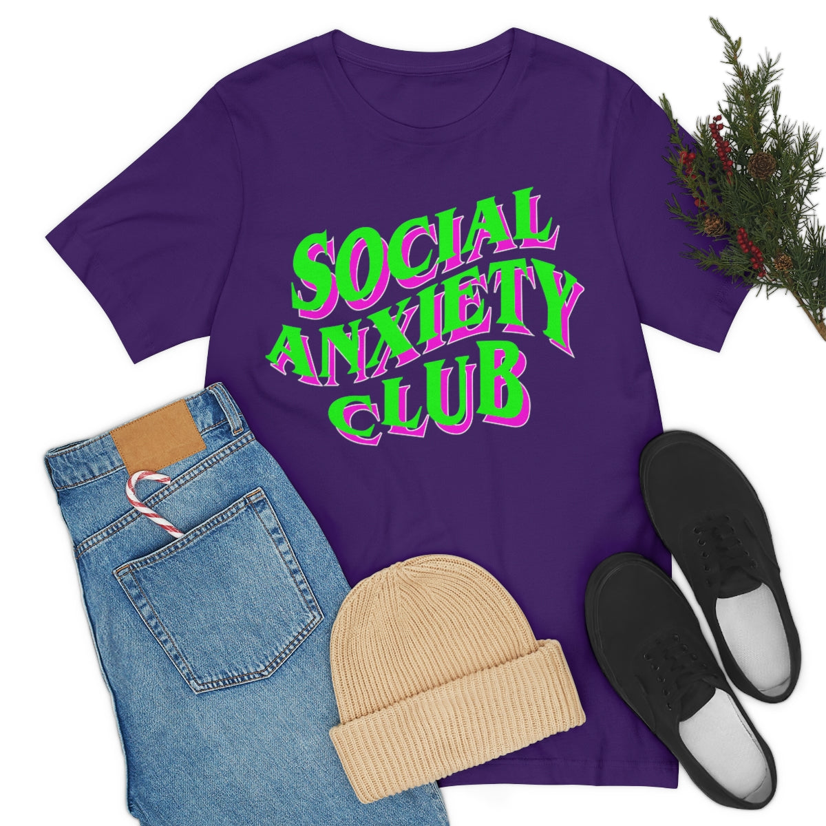 Social Anxiety Club Green 3D Print Unisex Jersey Short Sleeve Tee