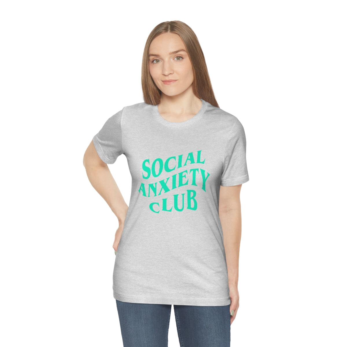 Social Anxiety Club Teal Print Unisex Jersey Short Sleeve Tee