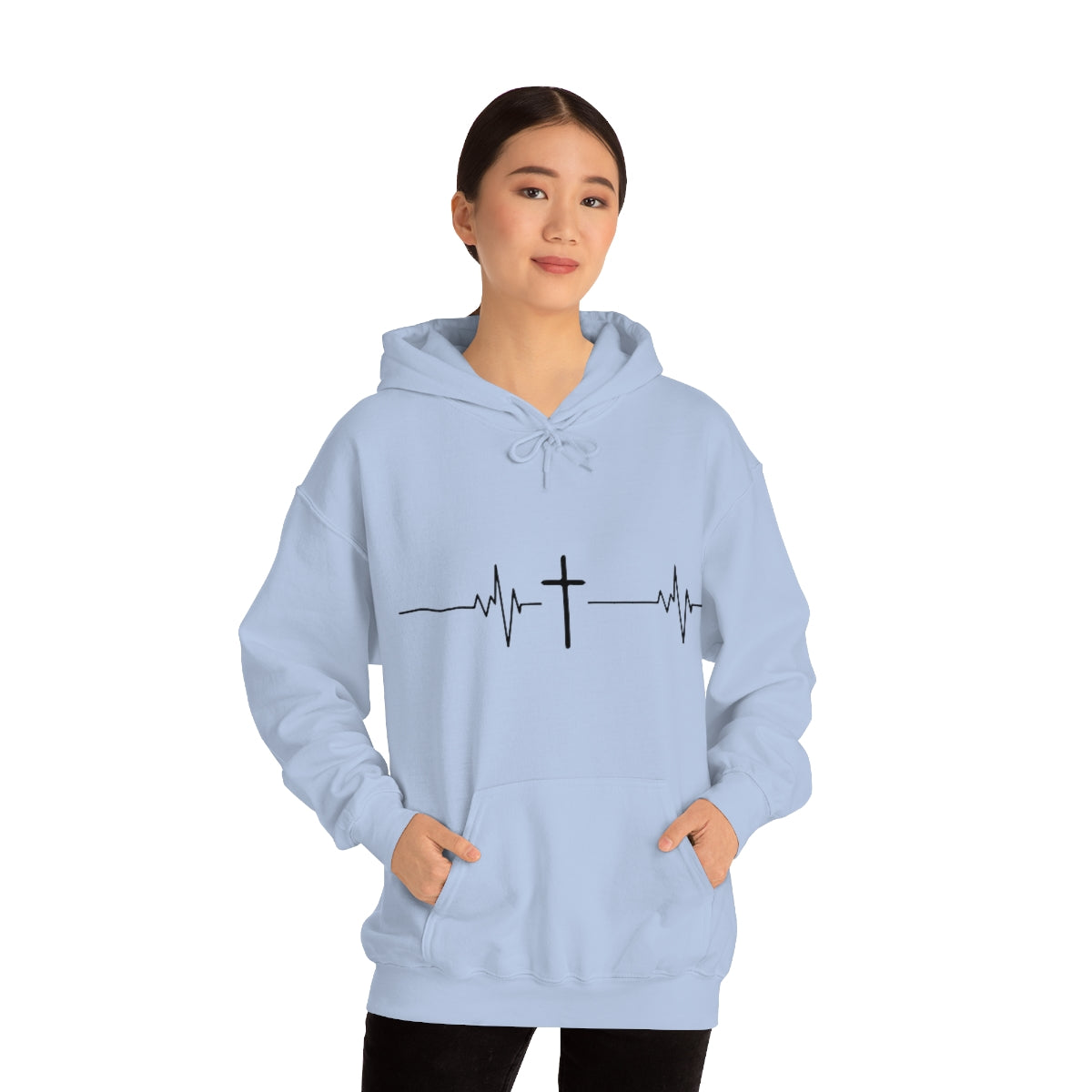 Gospel Affiliated Heartbeat Black Print Unisex Heavy Blend™ Hooded Sweatshirt