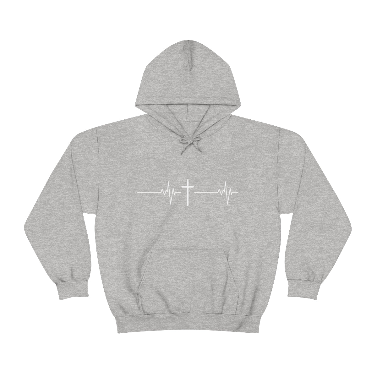 Gospel Affiliated Heartbeat White Print Unisex Heavy Blend™ Hooded Sweatshirt