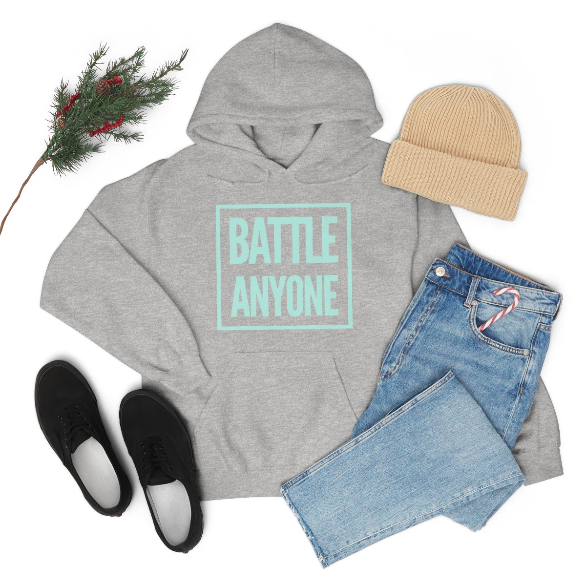 Battle Anyone Word Box Mint Print Unisex Heavy Blend™ Hooded Sweatshirt