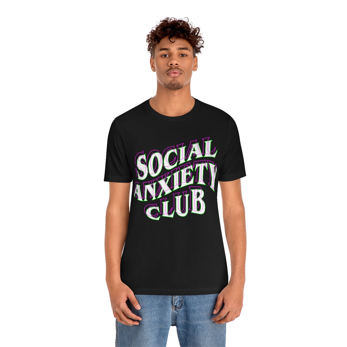 Social Anxiety Club Purple Outline Unisex Jersey Short Sleeve Tee