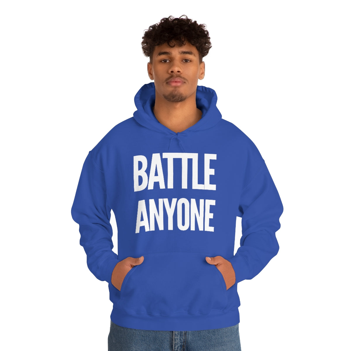 Battle Anyone Word White Print Unisex Heavy Blend™ Hooded Sweatshirt