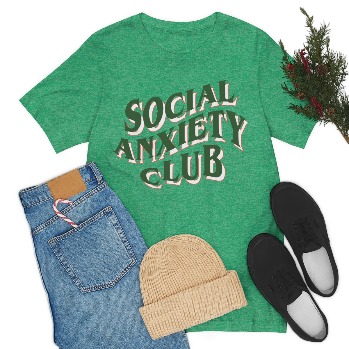 Social Anxiety Club Green 3D Print Unisex Jersey Short Sleeve Tee