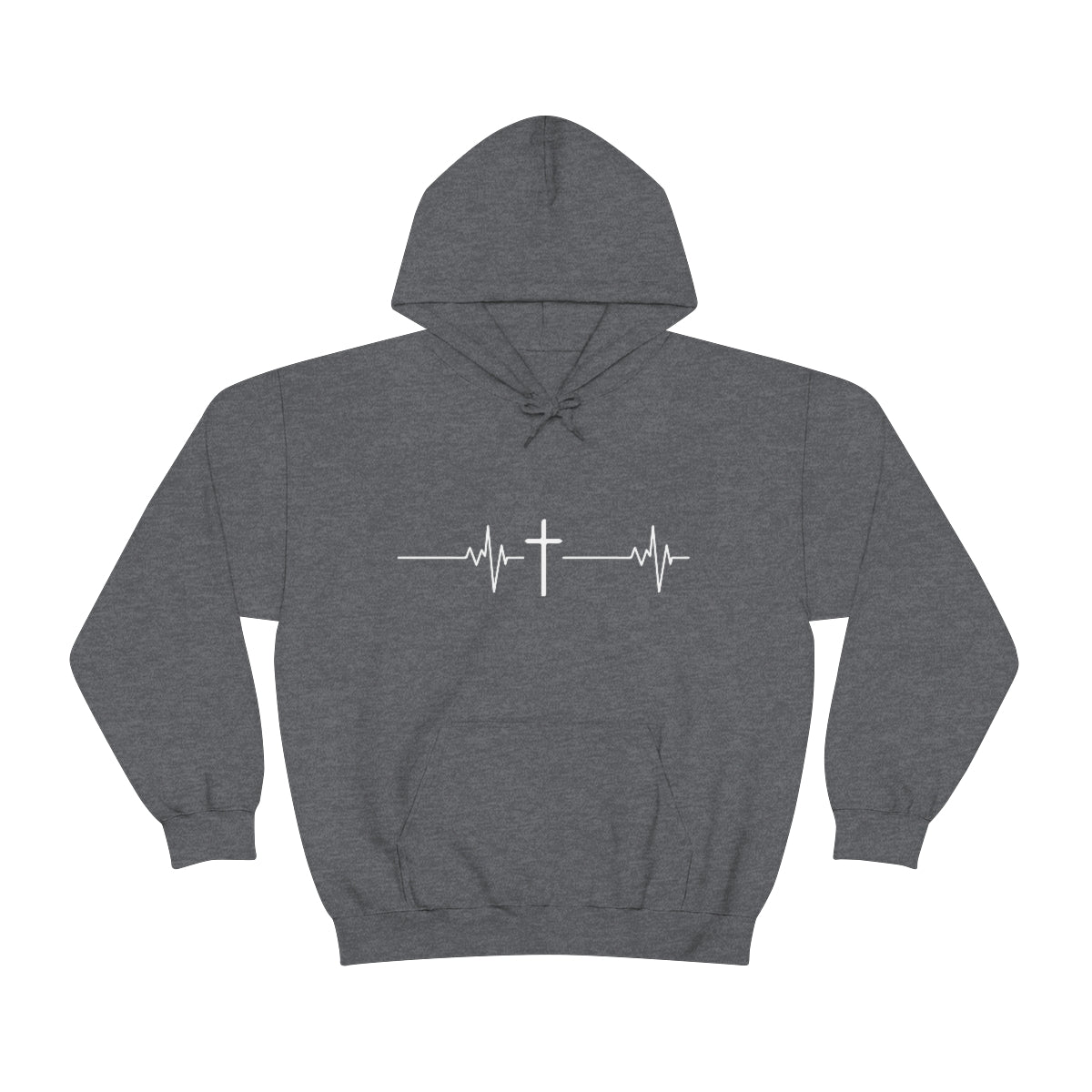 Gospel Affiliated Heartbeat White Print Unisex Heavy Blend™ Hooded Sweatshirt