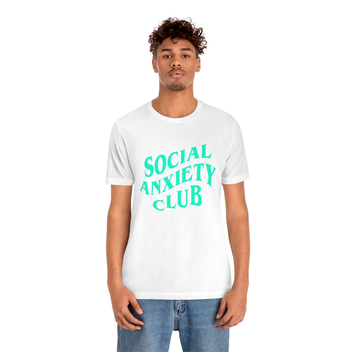 Social Anxiety Club Teal Print Unisex Jersey Short Sleeve Tee
