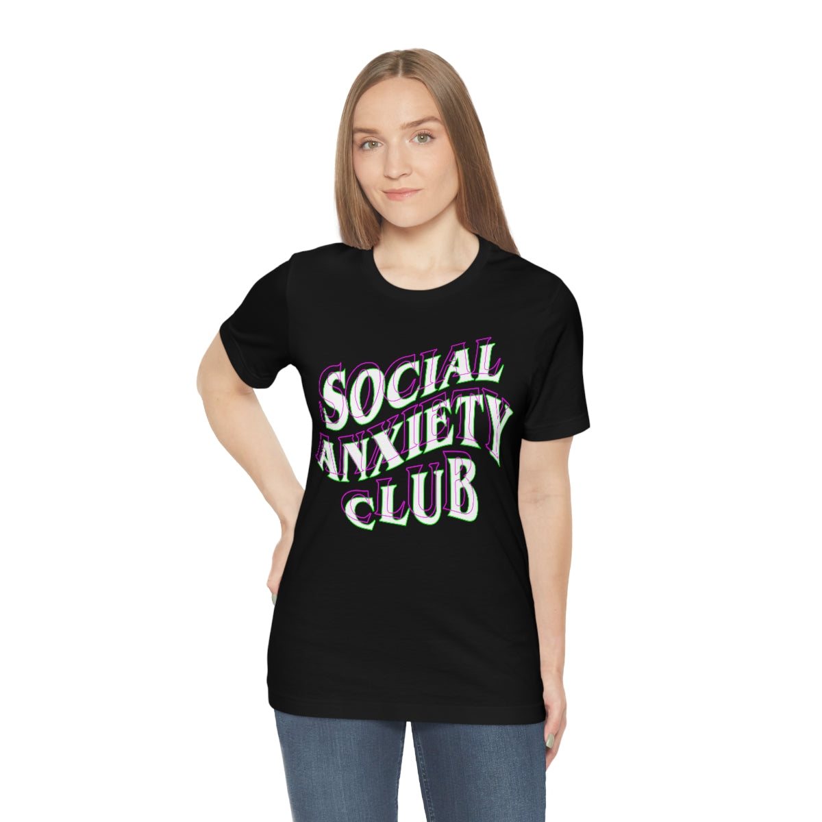 Social Anxiety Club Purple Outline Unisex Jersey Short Sleeve Tee