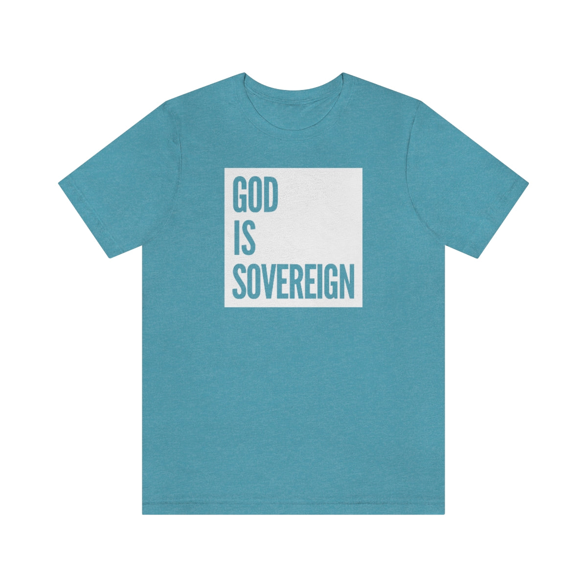 Gospel Affiliated God Is Sovereign White Box Unisex Jersey Short Sleeve Tee