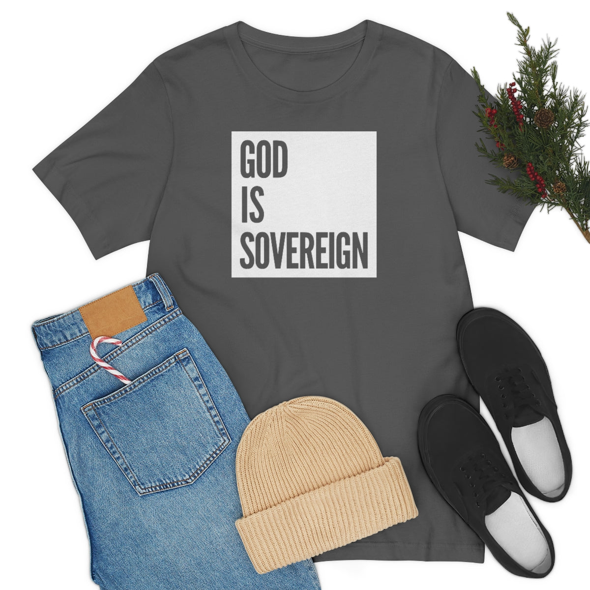 Gospel Affiliated God Is Sovereign White Box Unisex Jersey Short Sleeve Tee